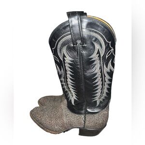 Tony Lama Mens Goat Skin Western Boot Size 8 EE gray/Black Leather 6250 USA